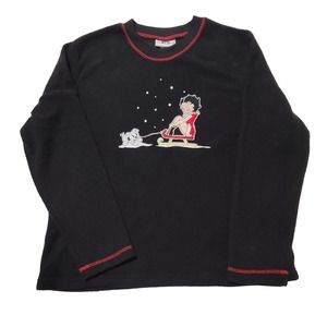 Betty Boop Black Pajama Top with Red Accents